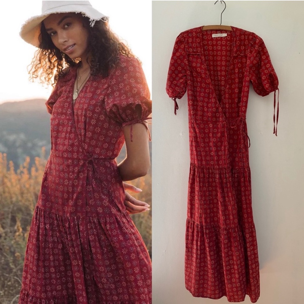 Christy Dawn The Augusta Dress Red Floral Crimson Daisy Field size S